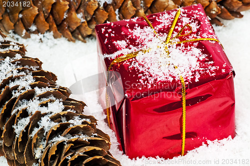 Image of christmas gift in snow