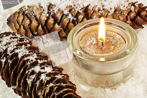 Image of candle in snow