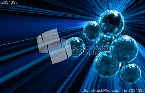 Image of dark background with mirror disco balls