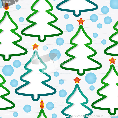 Image of Seamless pattern with christmas-trees and snowflakes