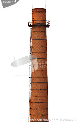 Image of Old brick smokestack on white