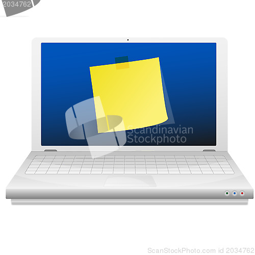 Image of Yellow sticky note at the laptop screen