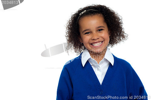 Image of Pretty elementary school girl, curly hair