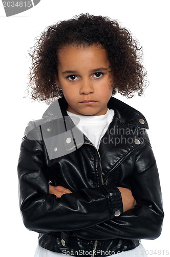 Image of Melancholic girl posing with crossed arms