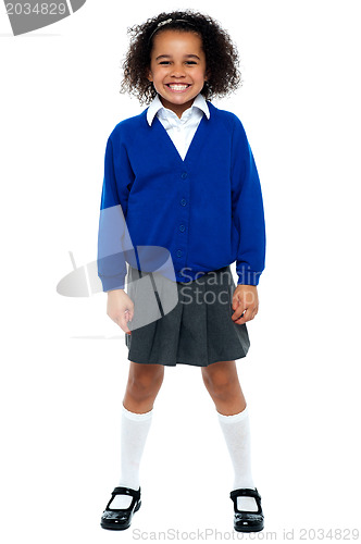 Image of Full length portrait of a joyous African school girl