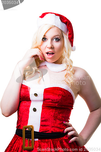 Image of beautiful sexy santa girl wearing santa claus clothes