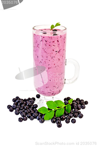 Image of Milkshake with blueberries in a wineglass