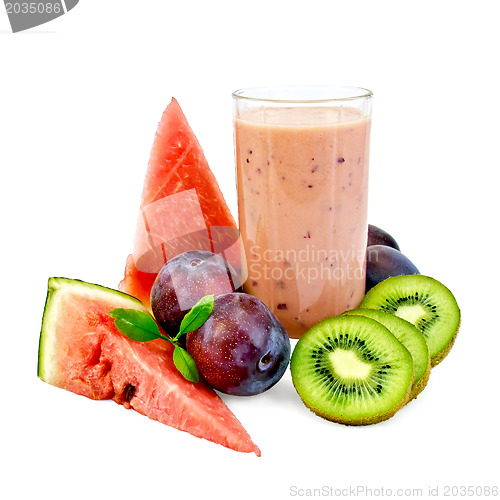Image of Milkshake with plums and kiwi