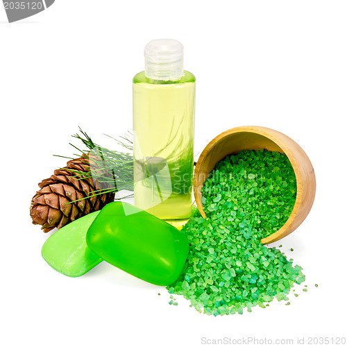 Image of Shower gel and soap with cedar cones