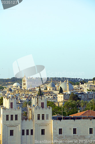 Image of rooftop view Jerusalem Palestine Israel architecture  blue dome 