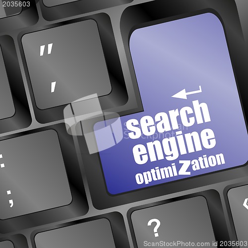 Image of search engine optimization, computer keyboard with seo key