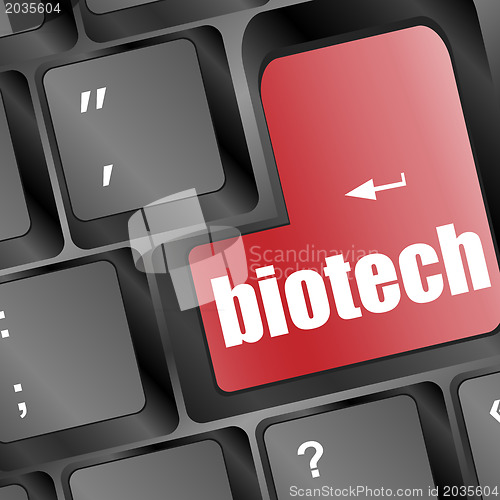Image of biotech message on enter key of keyboard