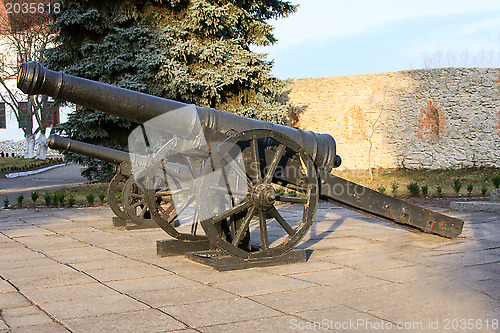 Image of Ancient cannon on wheels. Dubno. Ukraine