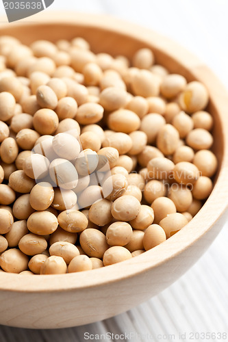 Image of soy beans in wooden bowl