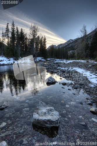 Image of Waterton river in Winter