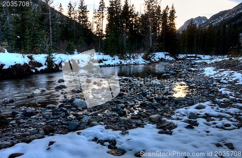 Image of Waterton river in Winter