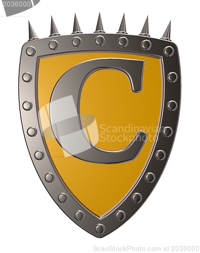 Image of shield with letter c