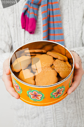 Image of Tin of gingerbread biscuits