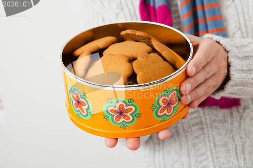 Image of Tin of gingerbread biscuits