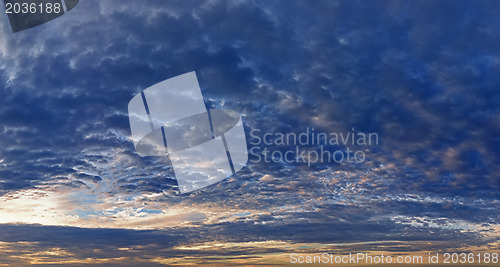 Image of Panorama of the sky at sunset