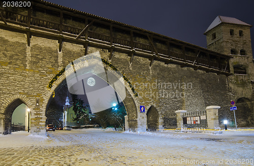 Image of The streets of Old Tallinn decorated to Christmas