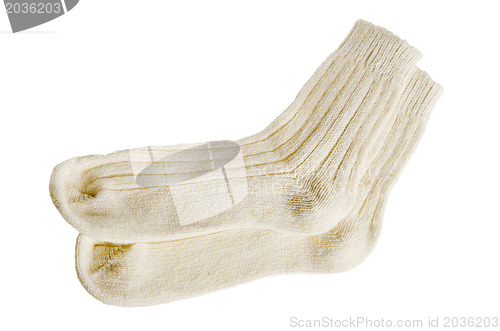 Image of White woolen socks it is isolated on white
