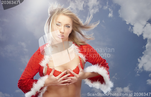 Image of Sexy Santa outdoors