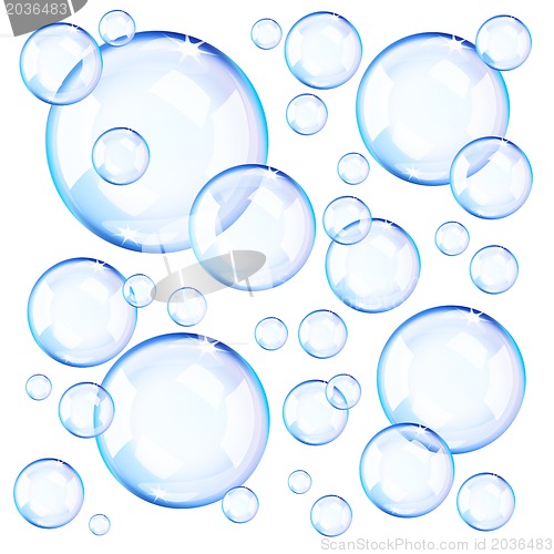 Image of Transparent blue soap bubbles