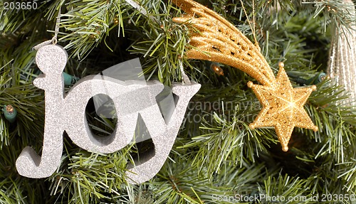 Image of Christmas ornaments on tree