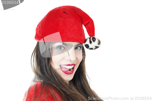 Image of Happy female Santa