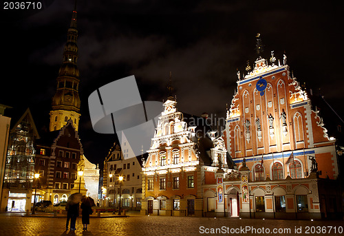 Image of Old Riga at night.