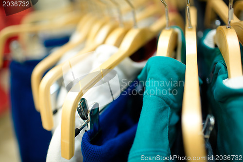 Image of Hangers in the clothing store.