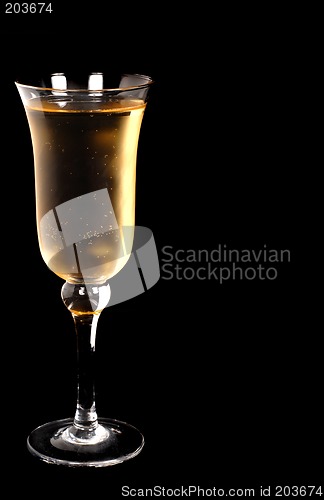 Image of Champagne in a crystal glass on a black background