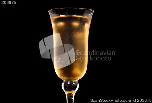 Image of Low angle view of champagne in a crystal glass