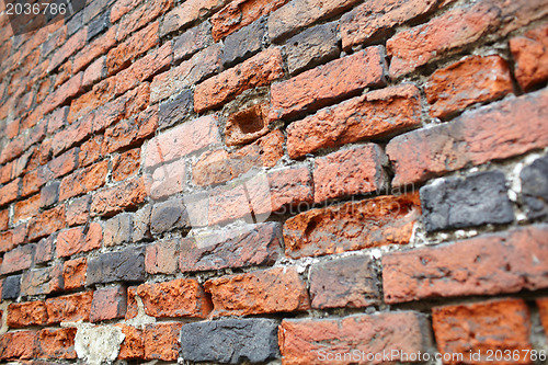 Image of Red brick wall. Perspective view.