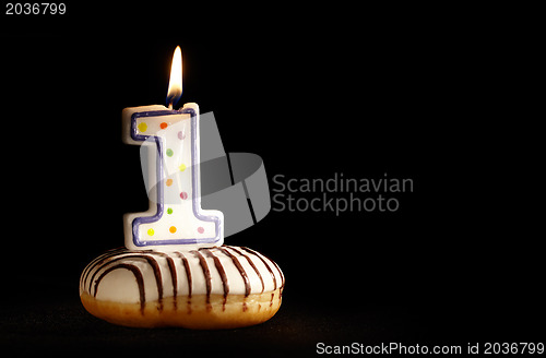 Image of My first birthday. Candle one.