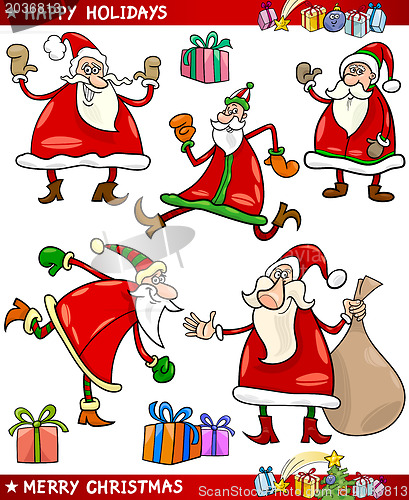 Image of Santa and Christmas Themes Cartoon Set