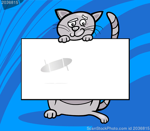 Image of cartoon cat with board or card