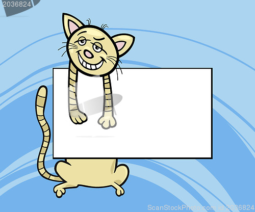 Image of cartoon cat with board or card