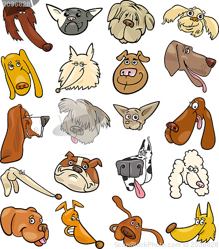 Image of Cartoon funny dogs heads big set