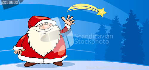 Image of Santa Claus with star cartoon card