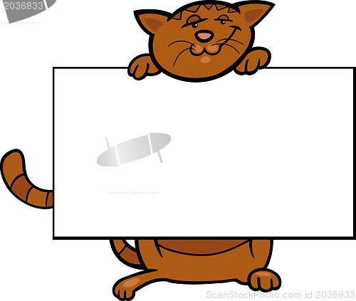 Image of cartoon cat with board or card