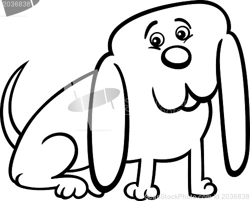 Image of little dog cartoon illustration for coloring