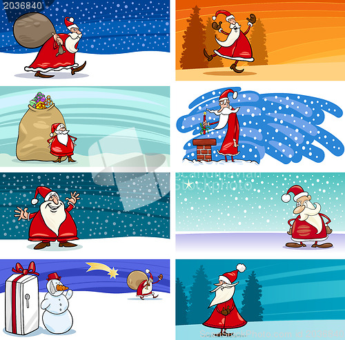 Image of Cartoon Greeting Cards with Santa Claus