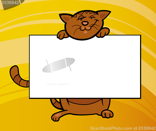 Image of cartoon cat with board or card