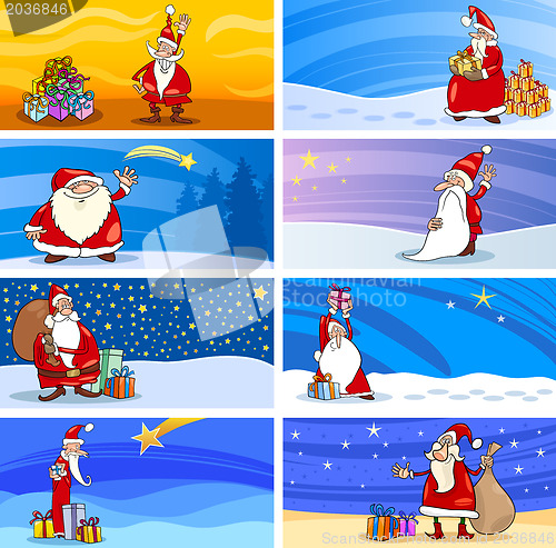 Image of Cartoon Greeting Cards with Santa Claus