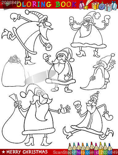 Image of cartoon christmas themes for coloring book