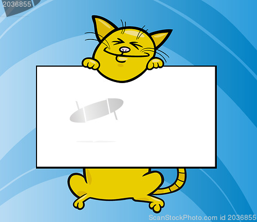 Image of cartoon cat with board or card