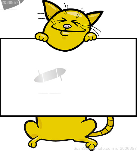 Image of cartoon cat with board or card