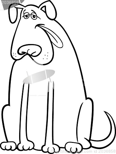 Image of big dog cartoon illustration for coloring book